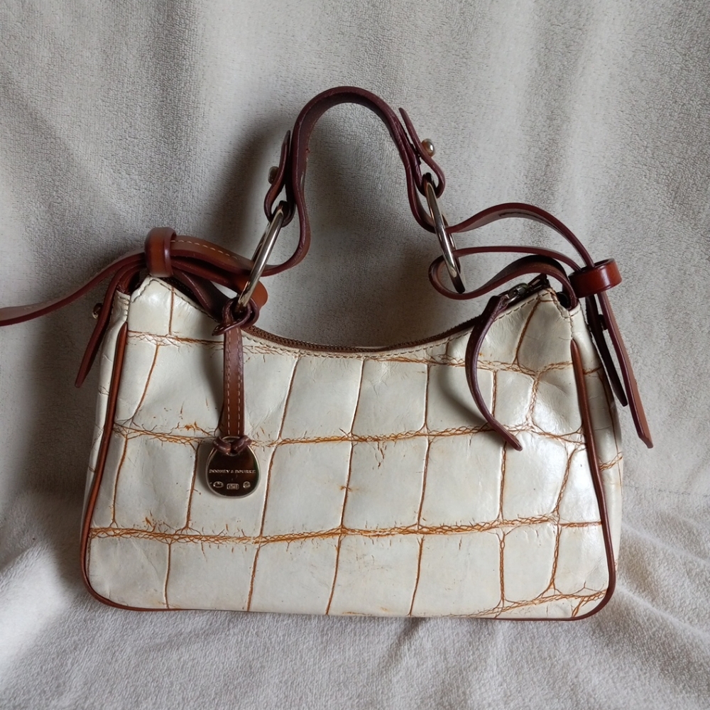 Vintage Dooney And Bourke Handbag Small White and Brown - Picture 4 of 16